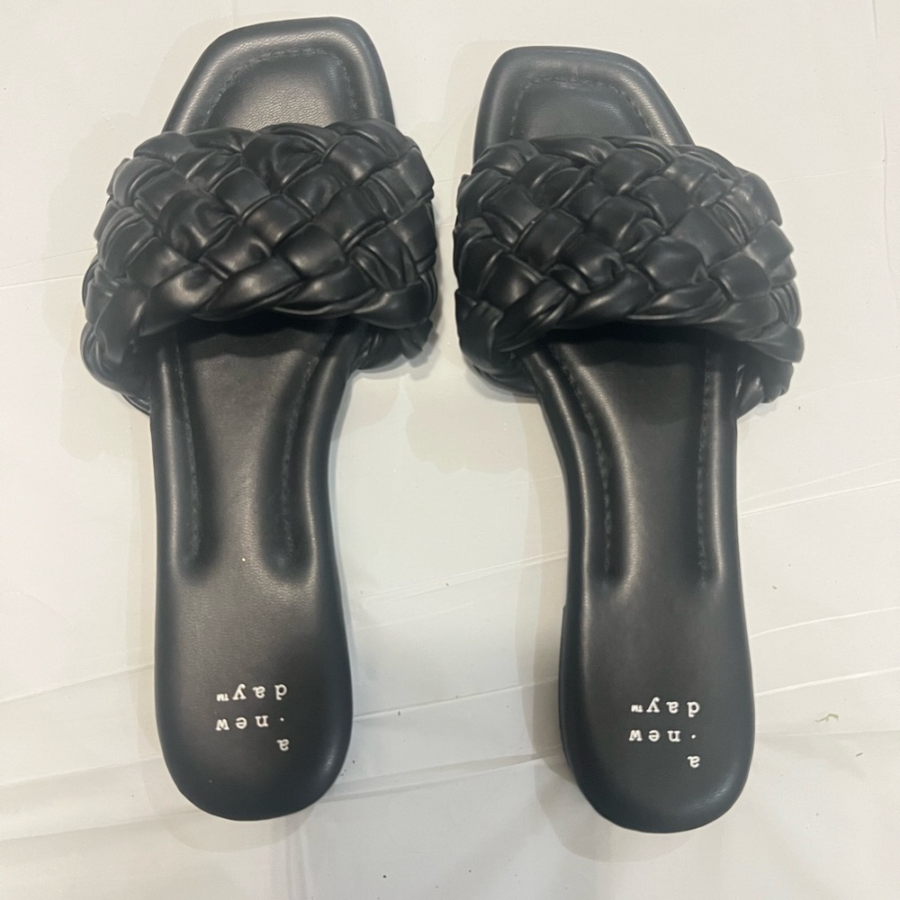a new day Black Braided Slide Sandals
